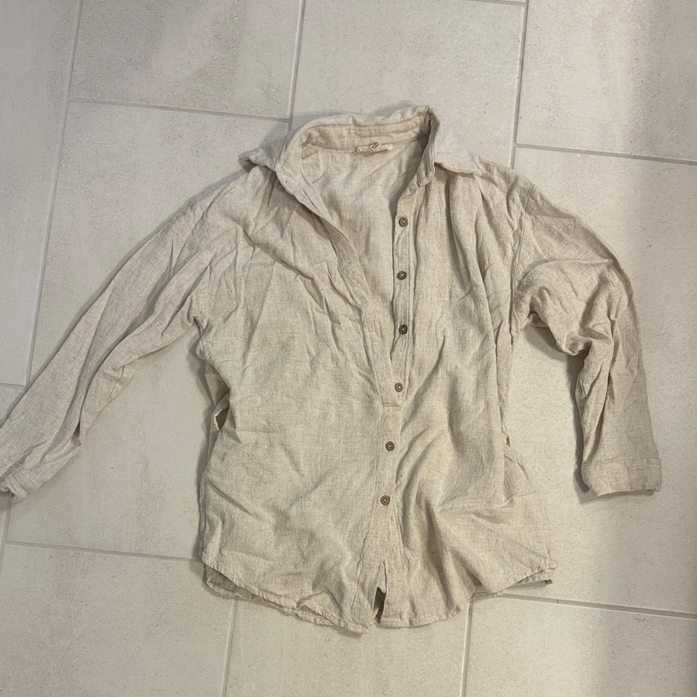 Promesa long sleeve button down romper size small